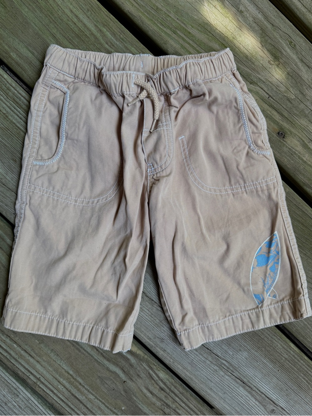 Hanna Andersson Surfboard Canvas Drawstring Shorts Size 100 US 4 4T Khaki